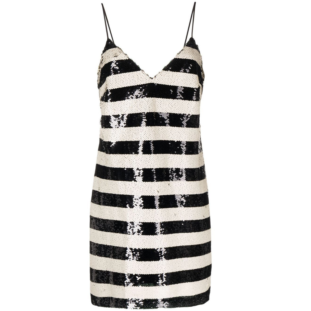 L'Agence Striped Sequin Black Ivory Elora Mini Size 2 Dress - Picture 1 of 6